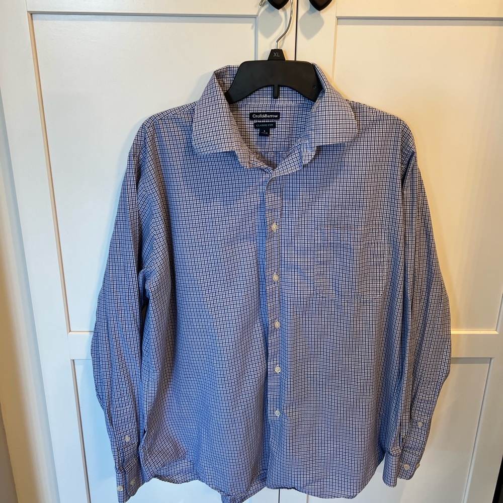 Mens Croft & Barrow large classic fit button down long sleeve shirt